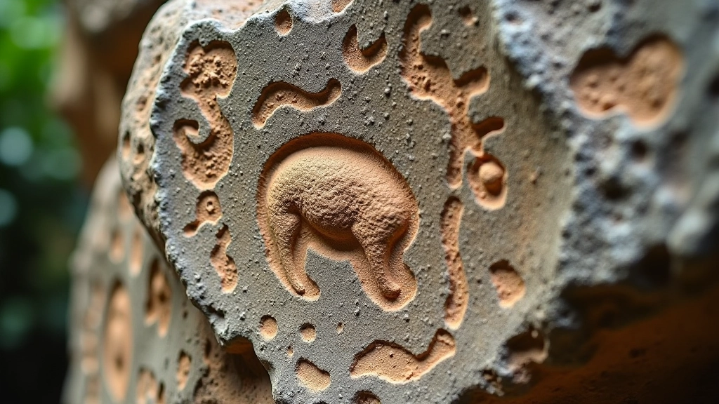 Detalle de petroglifos tallados en roca