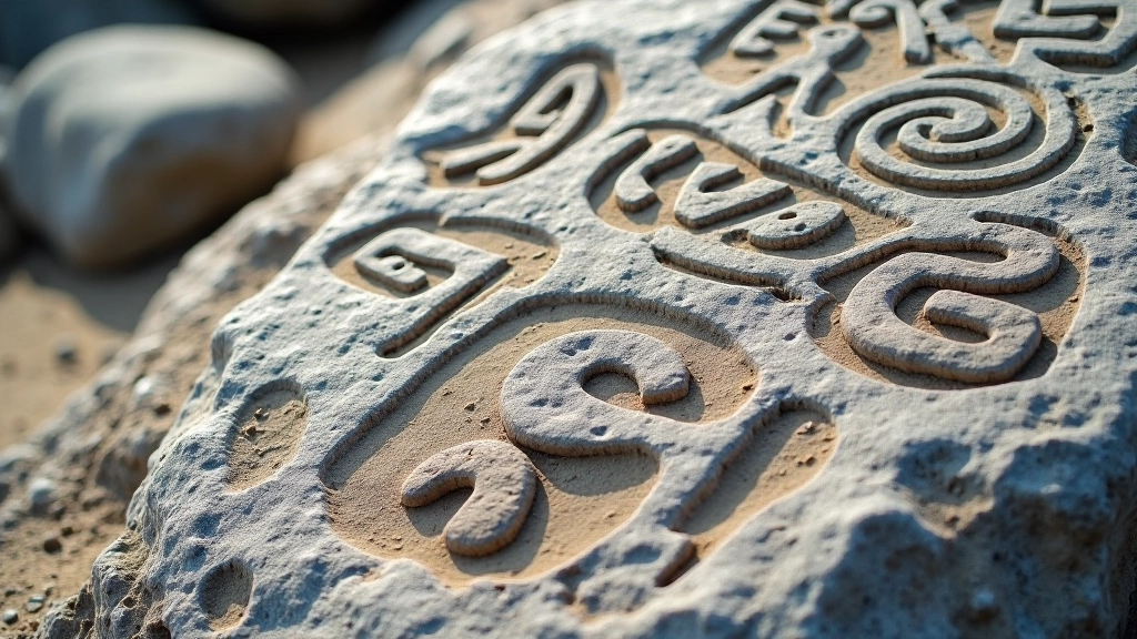 Diferentes patrones de símbolos y motivos geométricos taínos tallados en piedra